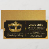 Invitation de billet de fête d'anniversaire doré (Devant / Derrière)