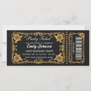 Invitation de billet de fête d'anniversaire doré 2