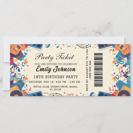 Invitation de billet de fête d'anniversaire doré 2 (Devant)