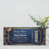 Invitation de billet de fête d'anniversaire doré 2 (Debout devant)