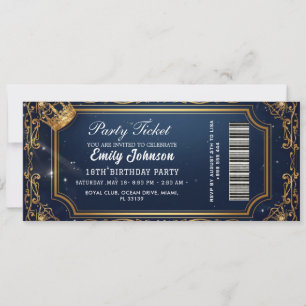 Invitation de billet de fête d'anniversaire doré 2