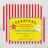 Invitation de billet de fête d'anniversaire rayée  (Devant / Derrière)