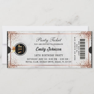 Invitation de billet de fête d'anniversaire VIP Or