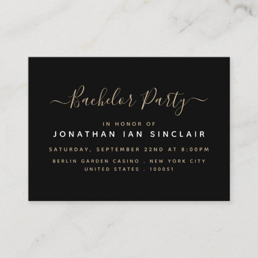 Invitation de billet de fête de Bachelor à écritur (Devant)