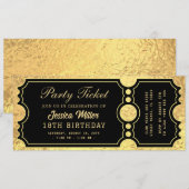 Invitation de billet de fête doré (Devant / Derrière)