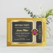 Invitation de billet de fête doré (Debout devant)