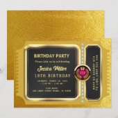 Invitation de billet de fête doré (Devant / Derrière)