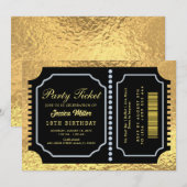 Invitation de billet de fête doré (Devant / Derrière)