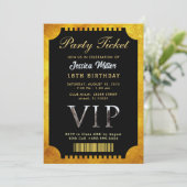 Invitation de billet de fête doré (Debout devant)