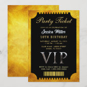 Invitation de billet de fête doré (Devant / Derrière)