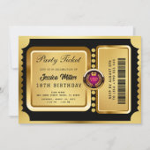 Invitation de billet de fête doré (Devant)