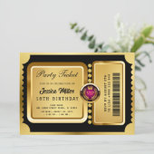 Invitation de billet de fête doré (Debout devant)