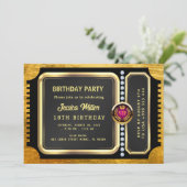 Invitation de billet de fête doré (Debout devant)