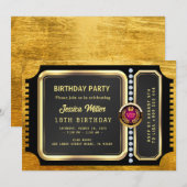 Invitation de billet de fête doré (Devant / Derrière)