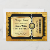 Invitation de billet de fête doré (Devant)