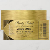 Invitation de billet de fête doré (Devant / Derrière)