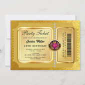 Invitation de billet de fête doré (Devant)