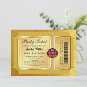 Invitation de billet de fête doré (Debout devant)