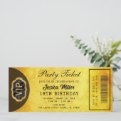 Invitation de billet de fête doré (Debout devant)