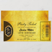 Invitation de billet de fête doré (Devant / Derrière)