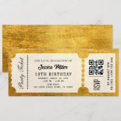 Invitation de billet de fête doré (Devant / Derrière)