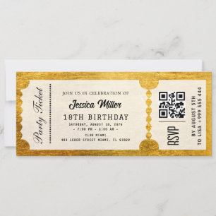Invitation de billet de fête doré