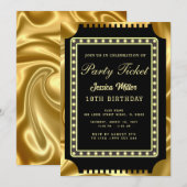Invitation de billet de fête doré (Devant / Derrière)