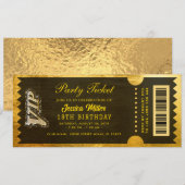 Invitation de billet de fête doré (Devant / Derrière)