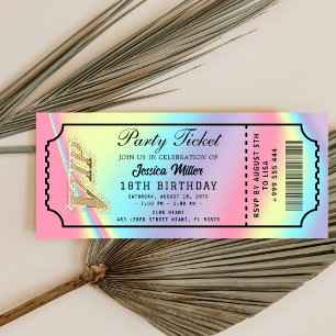 Invitation de billet de fête doré