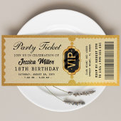Invitation de billet de fête doré
