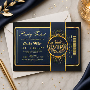 Invitation de billet de fête doré