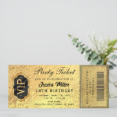 Invitation de billet de fête doré (Debout devant)