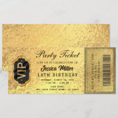 Invitation de billet de fête doré (Devant / Derrière)