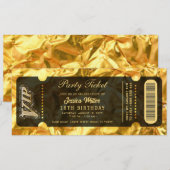 Invitation de billet de fête doré (Devant / Derrière)