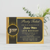 Invitation de billet de fête doré (Debout devant)