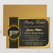 Invitation de billet de fête doré (Devant / Derrière)