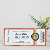 Invitation de billet de fête doré (Debout devant)