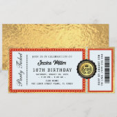 Invitation de billet de fête doré (Devant / Derrière)