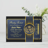 Invitation de billet de fête doré (Debout devant)