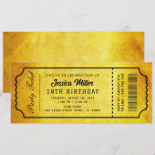 Invitation de billet de fête doré (Devant / Derrière)