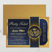 Invitation de billet de fête doré (Devant / Derrière)