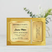 Invitation de billet de fête doré (Debout devant)