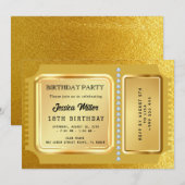 Invitation de billet de fête doré (Devant / Derrière)