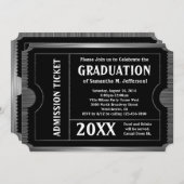 Invitation de Billet de Graduation à rayures noire (Devant / Derrière)