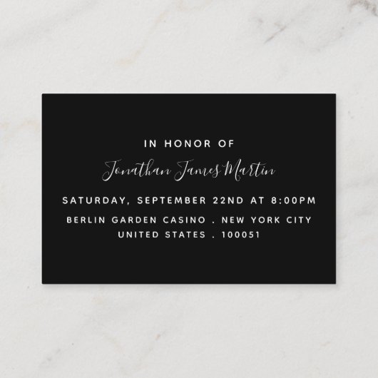 Invitation de billet de la partie de baccalauréat (Dos)