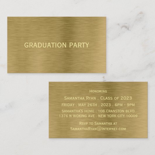 Invitation de billet de la partie de graduation de (Devant / Derrière)