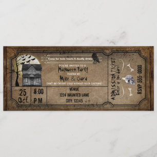 Invitation de billet de maison hantée vintage Hall