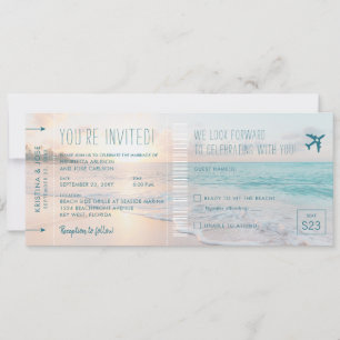 Invitation de billet de mariage à la plage Ocean S