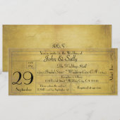 Invitation de billet de mariage à l'ancienne vinta (Devant / Derrière)