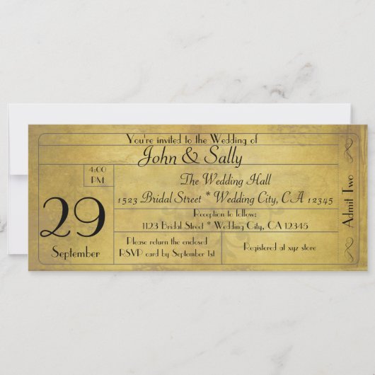 Invitation de billet de mariage à l'ancienne vinta (Devant)